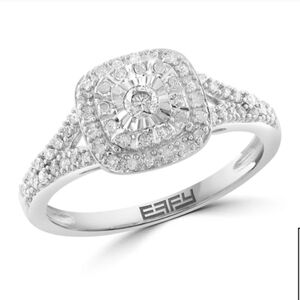 Effy Sterling Silver Diamond Statement Ring Size 7